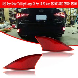KENRTIR Red Lens LED Bumper Reflector Lights Tail Brake Rear Fog Lamps For 2014-2020 Lexus IS250 IS350 IS200t IS300