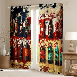 Feelyou Vintage Cola Window Curtains Drinks 30%-50% Blackout Curtains Boys Girls Summer Darkening Drapes for Bedroom Cool Summer Living Room Window Treatments Kids Room Decor (2 Panels, 42 x 63 Inch)