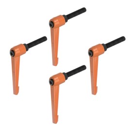 QUARKZMAN Adjustable Clamping Lever Handles M10 x 40 mm Male Thread Bolt Buttons Rotary Screw Locking Quick Release Ratchet Push Switch Handle Orange Pack of 4