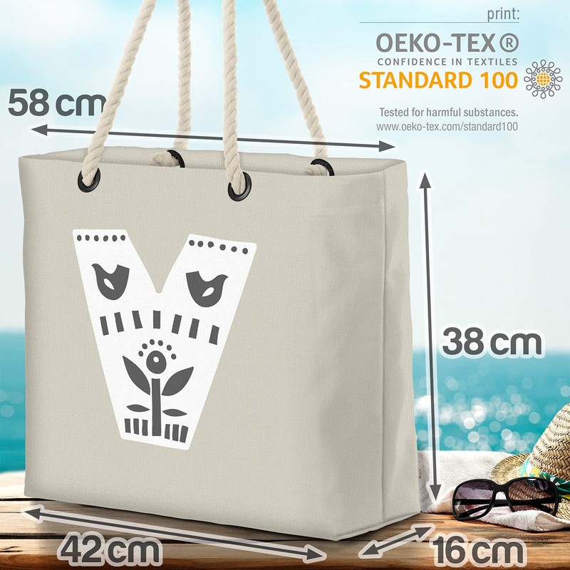 VOID V Dekorative Buchstaben Strandtasche Shopper 58x38x16cm 23L XXL Einkaufstasche