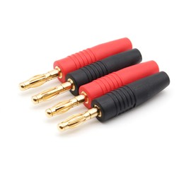 VUNIVERSUM 3 Pairs (6 Pieces) 4 mm Banana Plug Gold Plug Connector for Charger Charging Cable Laboratory Red Black DIY Pens Model Making