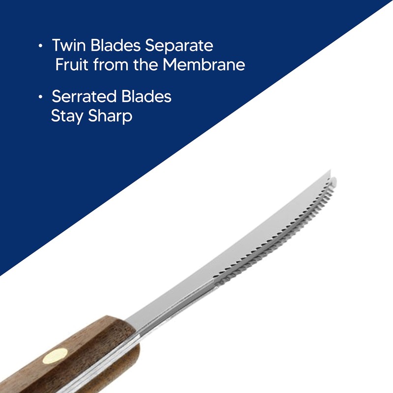 HIC Kitchen Squirt Free Serrated Twin-Blade Grapefruit Sectioning Knife, Stainless