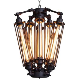 Industrial Metal Chandelier, 8 Lights Retro Chandelier Vintage Steampunk Style Pendant Light Loft Ceiling Fixture Pendant Hanging Lamp Geometric Structure Ceiling Lamp for Kitchen Living Room Bar
