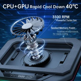 Cooling Pad for Asus ROG M16 M15 Zephyrus Strix G16 G17 G14 G15 S S17 14-17 inch Gaming Laptop, Cooler with Powerful Turbo Fan Can Fast Cooling CPU+GPU 40°C, 6 RGB Light Mode,Touch Start