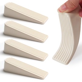 Rannb Door Stopper Door Stop Wedge Non Scratching Door Holder Small White - Pack of 4