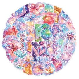 50PCS Colorful Candy Transparent Stickers,Cute Lollipop Waterproof Decals for Computer Phone Skateboard Water Bottle Laptop Luggage Notebook Scrapbook Refrigerator Journal for Teens Girls Kids