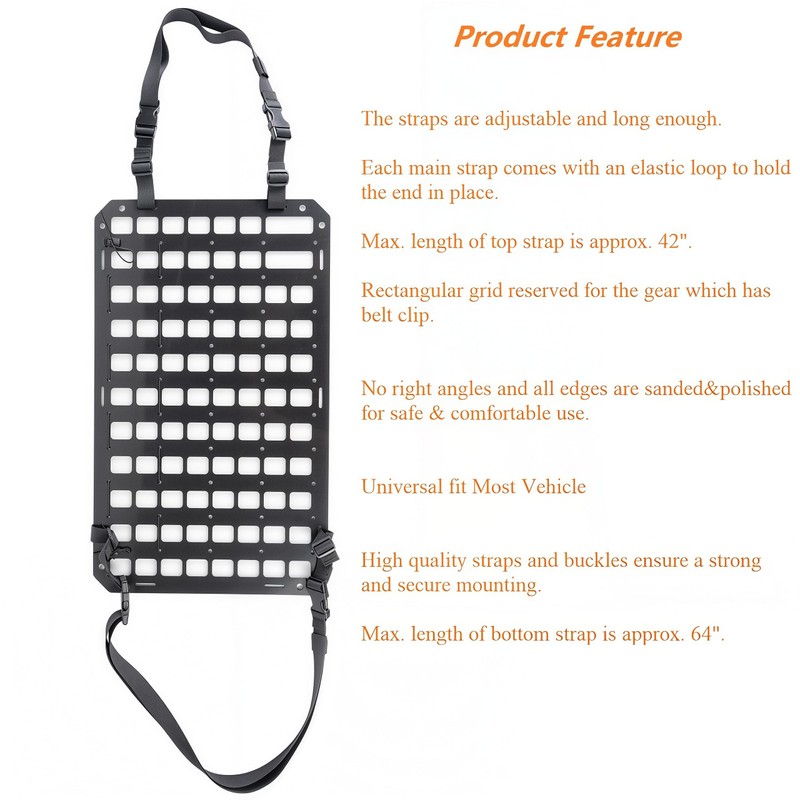 TACNEX Rigid MOLLE Panel for Car Seat Back Organizer Vehicle