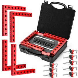 Comfylichi Corner Clamp for Woodworking, 90 Degree Clamp with Box, Right Angle Clamp Woodworking Tools, 4 Pack 5.5" x 5.5"Aluminum Alloy Positioning Clamping Squares for Picture Frames Cabinets