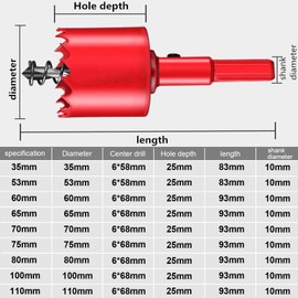 ACHANFLY 53mm Wood Hole Saw Hole Cutter Drill Bit Set Metal Holesaw Kit Hole Cutting Bit 53mm Bi-metal Hole Saw M42 HSS Centring Drill for Iron Aluminium, Wood, Drywall, Pipe, Plastic, Fiberboard