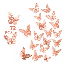 A&M 72pcs Mariposas Decorativas, 3d Pared Colore Metalicos Hueco