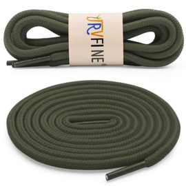 YJRVFINE Round Shoe Laces for Sneakers: Boot Hiking Athletic Army Green Shoelaces for Men&Women - 2 Pairs 55 Inch