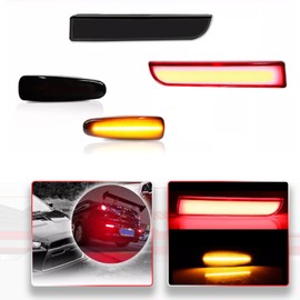 MODIPIM 4X Smoked Lens Amber Sequential Flash LED Side Marker & Red Reflector Lights For Mitsubishi Lancer EVO X Outlander