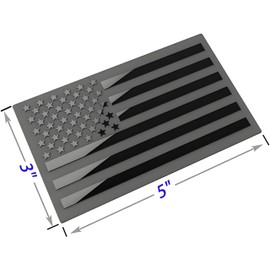 Metal American Flag Emblem Decal, Black, 5"x3", 1 Pair