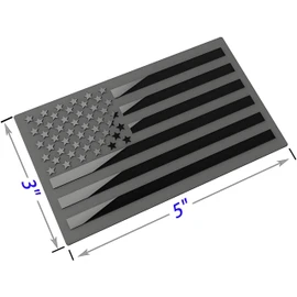 Metal American Flag Emblem Decal, Black, 5"x3", 1 Pair