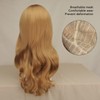 Women Long Hair Wig Light Brown Color Middle Parting Breathable