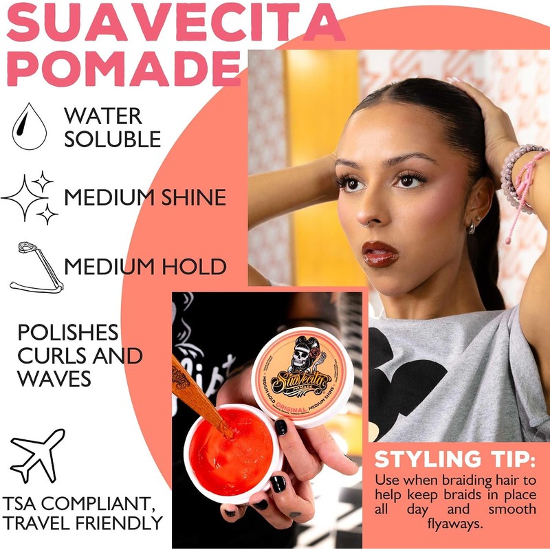 Suavecito Pomade Suavecita Cera para Mujer de Fijacion Media Brillo