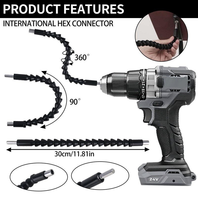 105° Angle Screwdriver Attachment Adapter, 14-Piece Angle Screwdriver Attachment Set,