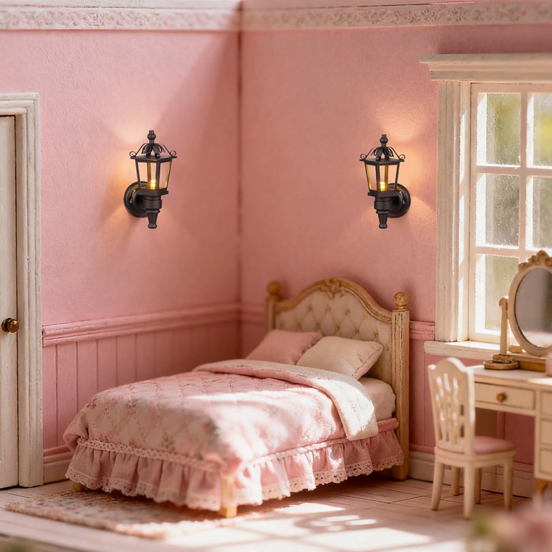 NUOBESTY Dollhouse Wall Lights Battery Operated 1:12 Scale Miniature Led