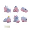 6Pcs Mini Hippopotamus Car Dashboard Figurines Self-Adhesive Cute Animal Decorations
