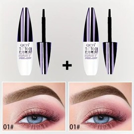 Easy Peel-Off Eyebrow Gel - Waterproof & Sweatproof, Long-Lasting Black or Brown Tattoo Tint, Film Forming, Medium Coverage for All Skin Types:_01#+01#