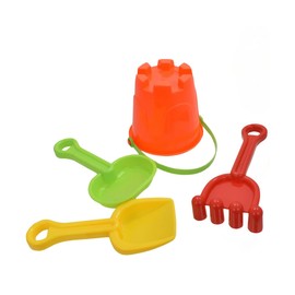 Electoys 11.5cm Sand Castle Buckets Spades Shovel Set | 4pcs Small Round Beach Bucket and Spade Set for Kids | Sandcastle Kit Seaside Toys | Sand Pit Accessories Holiday Toys | Assorted Colours