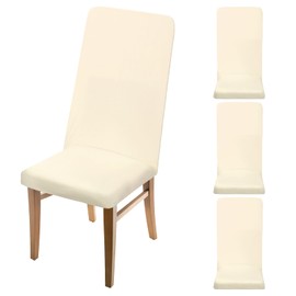sourcing map 4Pcs Dining Room Chair Covers, 45-55cm Soft Stretch Removable Parson Chair Slipcover Seat Protector Cover for Home Kitchen Hotel Restaurant, Beige