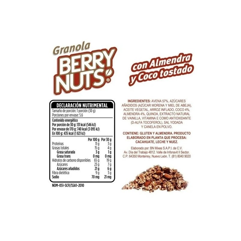 BN Mixes BERRY NUTS: 3 PAQUETES DE GRANOLA CON ALMENDRAS