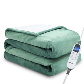 Thermylux Electric Blanket Full 72"x84" Heated Electric Blankets 10 Heating Levels 12 Time Settings 8 Hours Auto Off Fast Heating and Overheat Protection ETL Certified Machine Washable,Green
