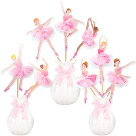 Ballerina Centerpiece Sticks Ballet Tutu Dancer Birthday Decorations 8PCS Ballet Dance Party Table Toppers Ballerina Party Table Centerpieces for Dancing Theme Wedding Baby Shower Supplies