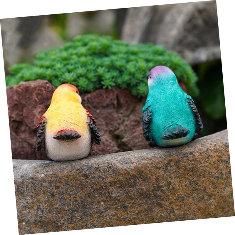 BESPORTBLE 2Pcs Vivid Resin Bird Figurines Realistic Garden Decorations for