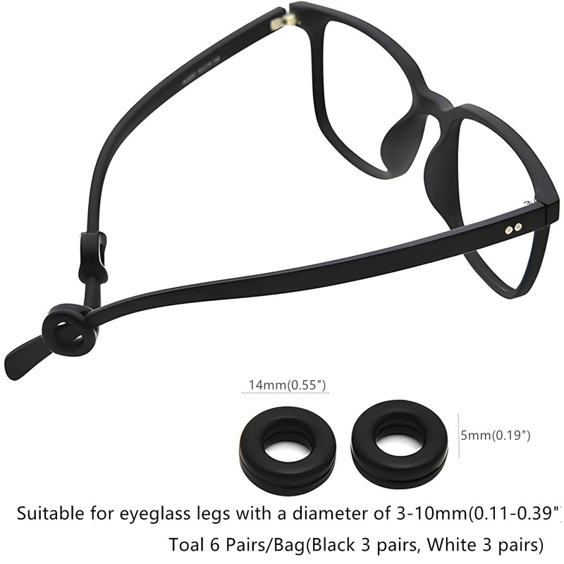 AB Max Glasses Ear Grips - Black and White Ring