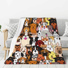 Abucaky Colorful Dogs Pattern Fleece Throw Blanket Ultra Soft Cozy Decorative Flannel Blanket for Home Bed Couch Chair Travel 40x30in