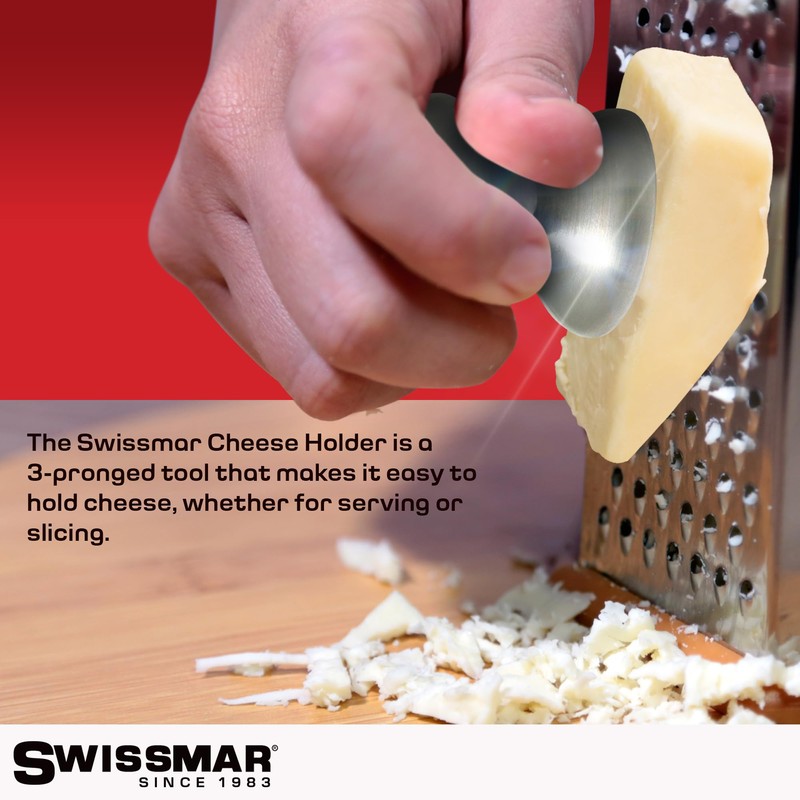 Swissmar Stainless Steel Cheese Holder - 3-Prongs Hold Cheese in