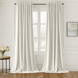 MIULEE Ivory White Velvet Curtains 84 inches Long 2 Panels - Luxury Pinch Pleated Room Darkening Window Drapes for Bedroom Living Room Thermal Insulated Super Soft, Back Tab Rod Pocket Elegant Decor