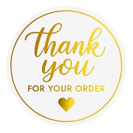 1.5" Gold Thank You Stickers, 200 Pcs Self-Adhesive Thank You for Your Order Stickers for Packaging, Envelope Seals, Small Business