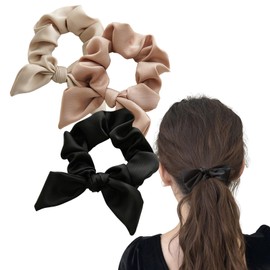 shefun JP225 Silk Scrunchie Ribbon Hair Elastic Hair Elastic Ribbon Hair Accessory for Adults 3 Pieces Stylish Ribbon Scrunchie Hair Ornament