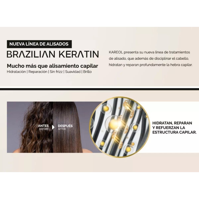 Kareol Alisado Brasileño · Para Cabello Fragil + Kit Post
