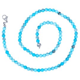 Taddart Minerals - Turquoise Coloured Necklace Made from Natural Gemstone Magnesite with 4 mm Balls and 45 cm Length - Handmade, Magnesite