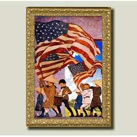 July 4th, Maxfield Parrish  Gold ornate wood frame, 10" X 14"