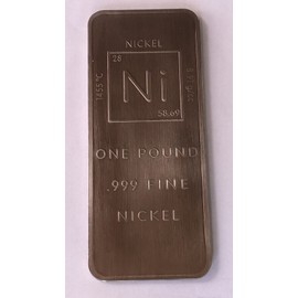Unique Metals 1 lb Nickel Ingot .999 Fine With Element Design Bullion By Unique Metals