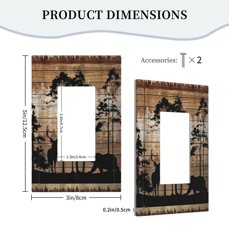 WMHUSU Decorative Outlet Covers Abstract Bear Deer Forest on Brown