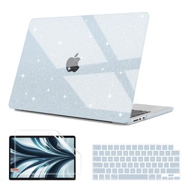 B BELK Compatible with MacBook Air 13 inch Case 2025 2024 2023 2022 M4 M3 M2 A3240 A3113 A2681, Plastic Hard Shell + Keyboard Cover+ Screen Protector for MacBook Air 13.6 inch Case, Sparkly Sky Blue