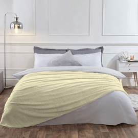 Dreamscene Luxury Waffle Honeycomb Mink Soft warm Throw Over Sofa Bed Blanket, Cream, 150 x 200cm
