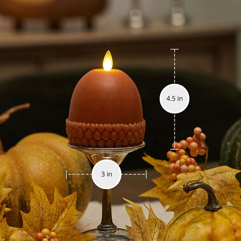 Luminara Flameless Fall Harvest Decor - Acorn Figural LED Candle