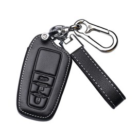 ontto Leather Car Key fob Cover fit for Toyota Camry RAV4 Avalon C-HR Prius Corolla 2016-2020 Accessories Key case Key Holder Key Shell Keychain Keyring Protector 3 Buttons Black
