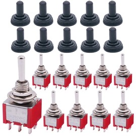 Twidec/10Pcs Mini Toggle Switch DPDT 3 Position 6 Pins ON/OFF/ON AC 125V 5A with Waterproof Cap MTS-203