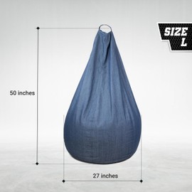 Crazoy Denim Bean Bag Cover (No Fillers) for Adults/Teens (Large)