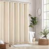 Linen Shower Curtain Boho Beige Shower Curtain with Tassels 72"W