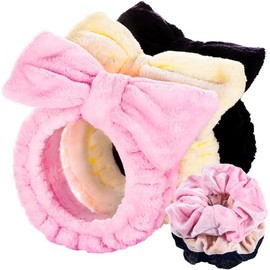 LEOBRO Spa Headband for Skin Care and Makeup, Headbands for Washing Face for Teen Girls Women, with Hair Scrunchies, Basket Valentines Gifts for Girls