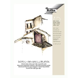 folia 8354 - Schul - Aquarellblock, rau, 150 g/qm, DIN A4, 10 Blatt, 3 fach geleimt, chlorfrei